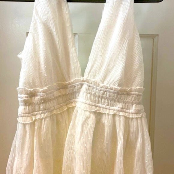 Lulus dreamy mood white Swiss dot tiered midi dress. Polyester. Size Small. - Picture 8 of 14